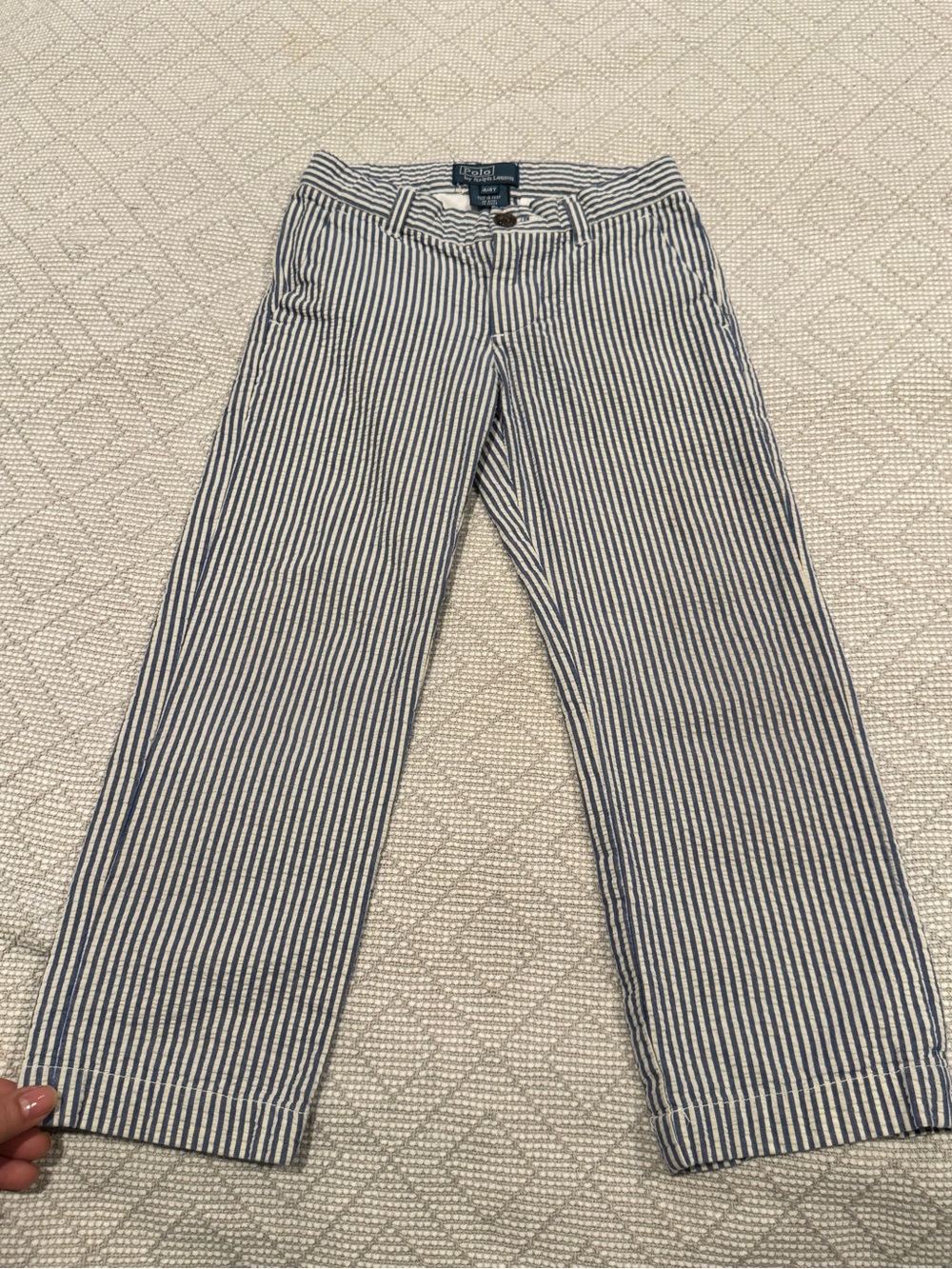 Ralph Lauren Blue and White Striped Seersucker Chinos